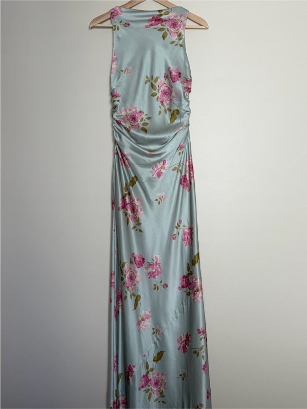 NEW Reformation Anaiis Long Silk Backless Dress Windswept Blue Floral US 2 UK 6 - Picture 6 of 13